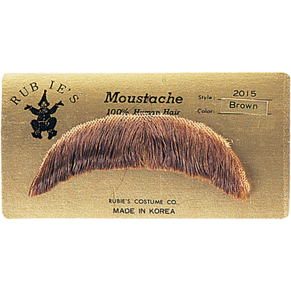 Human Hair Basic Character Moustache 60s 70s Costume Mustache Toupee Tape Hippie